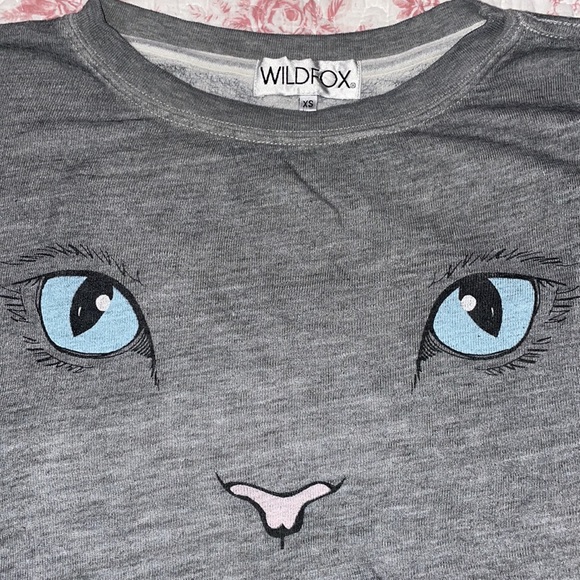 WILDFOX vintage grey cat sweatshirt XS - Picture 3 of 6